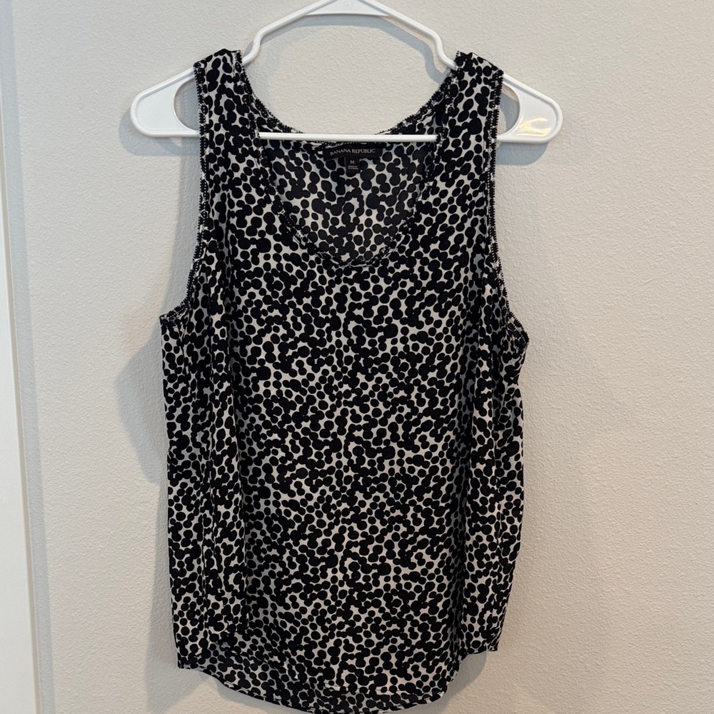 Banana Republic Black and White Patterned Tank Top